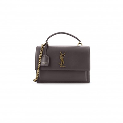 YSL SUNSET MEDIUM TOP HANDLE SHOULDER BAG LEATHER GAB6347280121 (25*18*5cm)